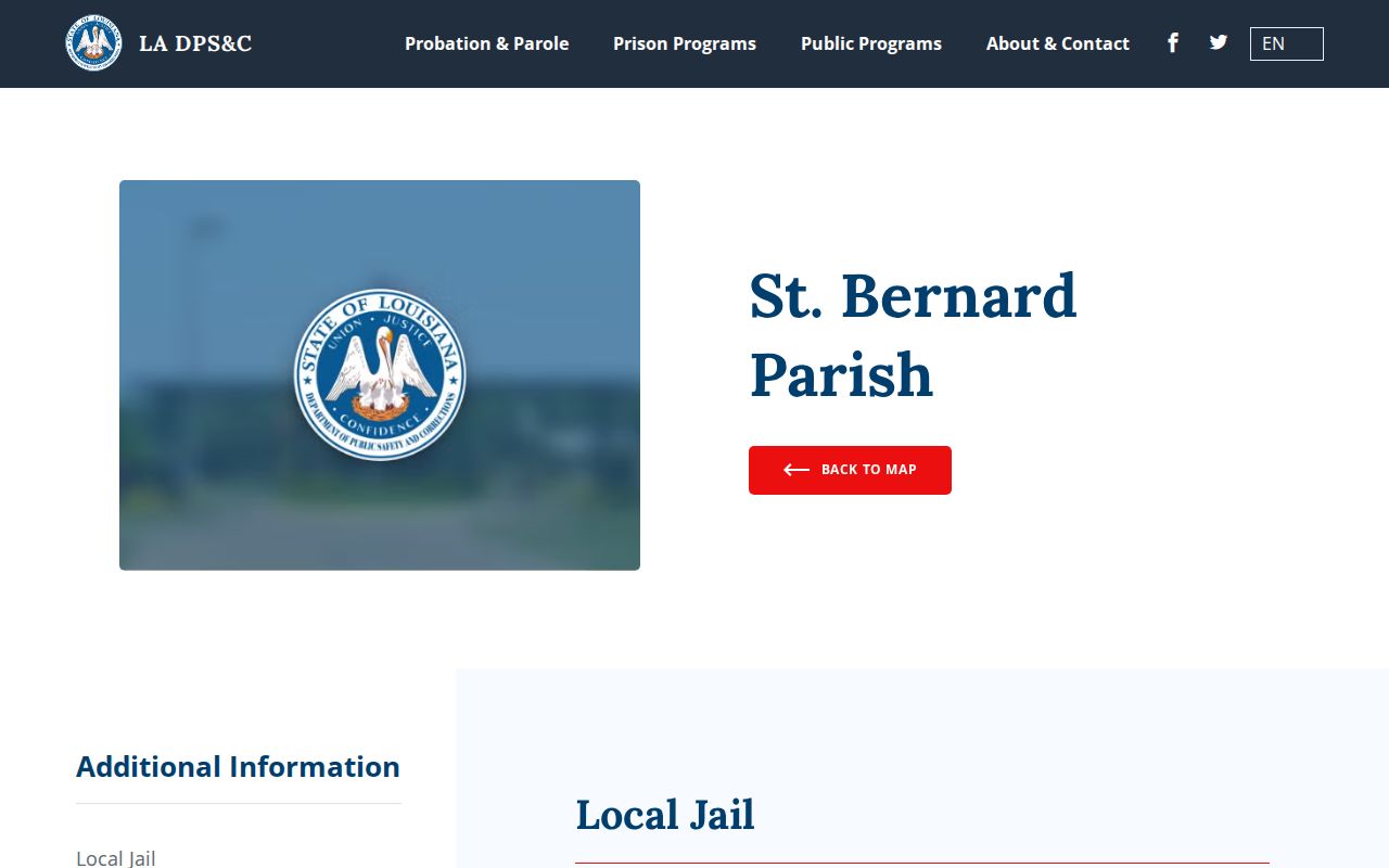 St. Bernard Parish Prison release records directory entry