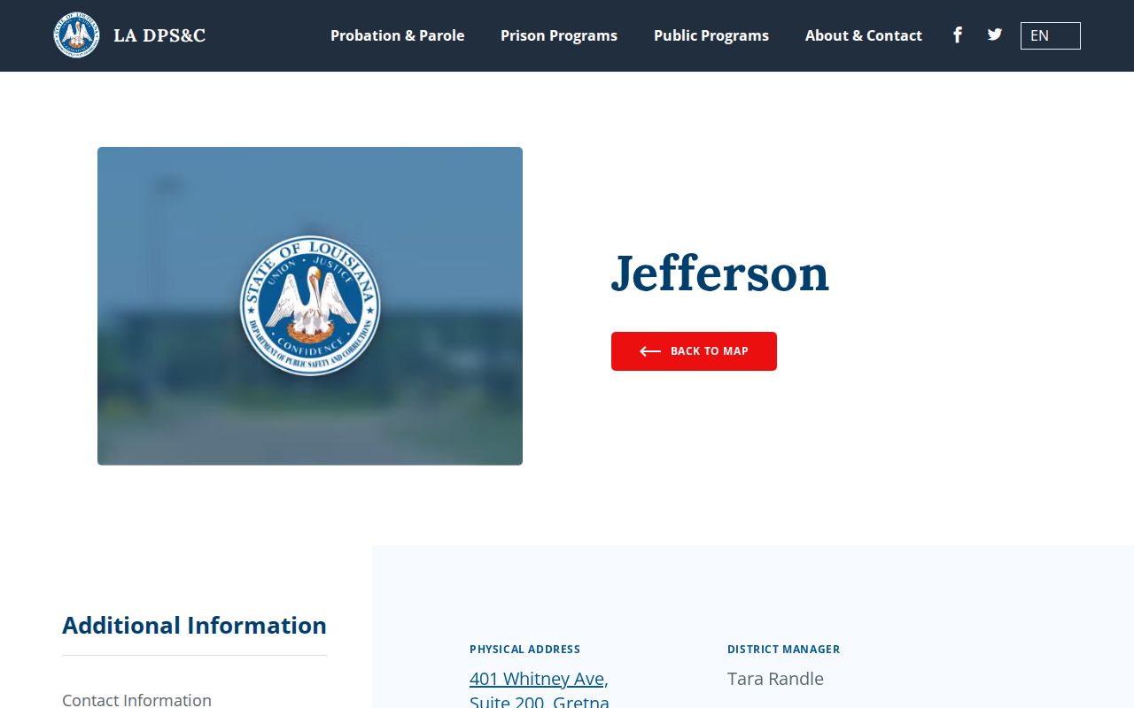 St. Bernard Parish parole and probation Jefferson District office record
