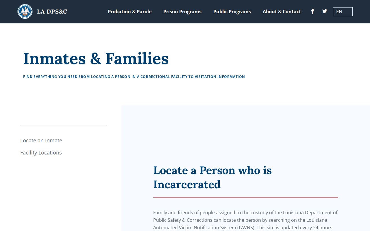 Louisiana DPS&C St. Bernard Parish released inmate information and projected release lookup