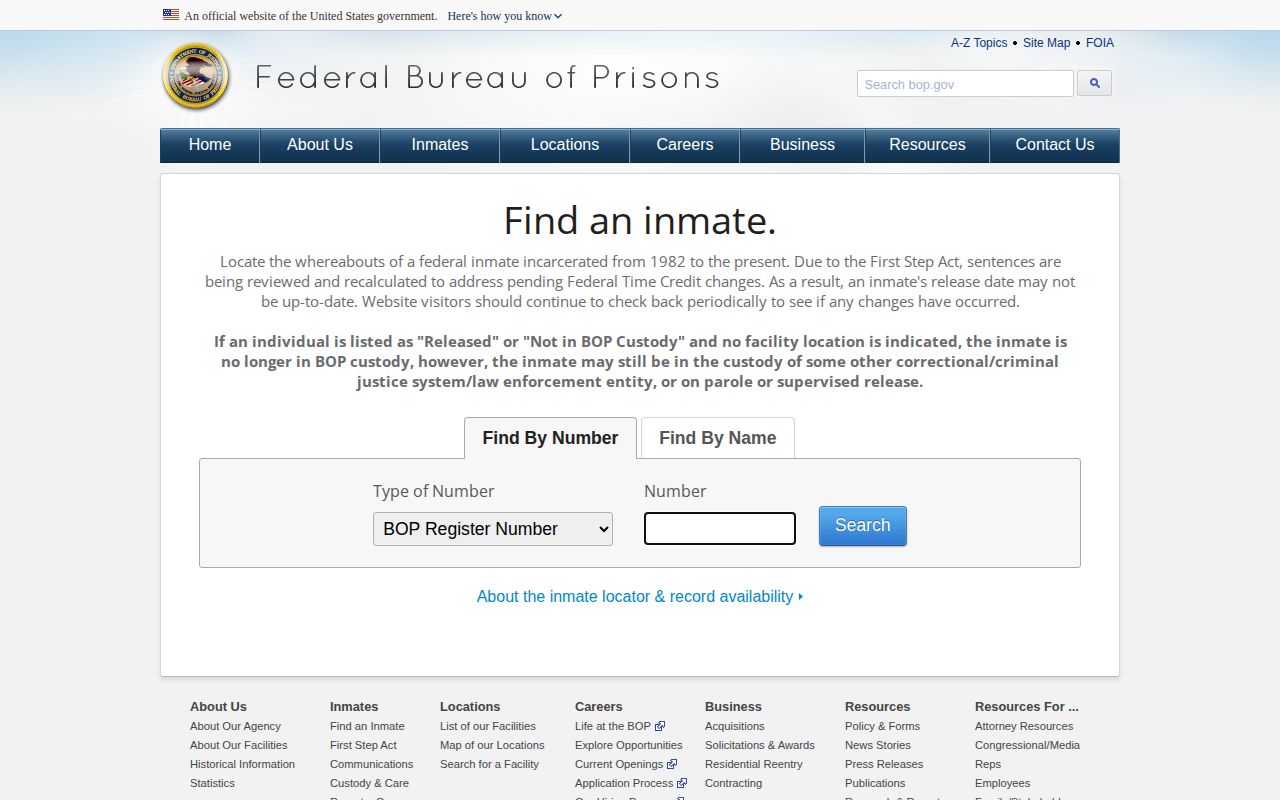 Federal BOP release locator for St. Bernard Parish cases